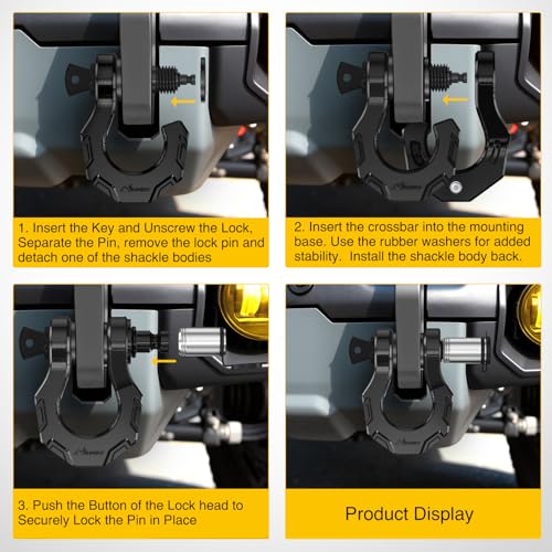Image of Nilight 2 Pack 3 /4 inch D-Ring Separate Shackle with 7 /8 inch Lock Pin 45,000 lbs Break Strength, Off Road Recovery Shackle with Isolators Washers for Use with Tow Strap, Winch, Truck Vehicle (Black)