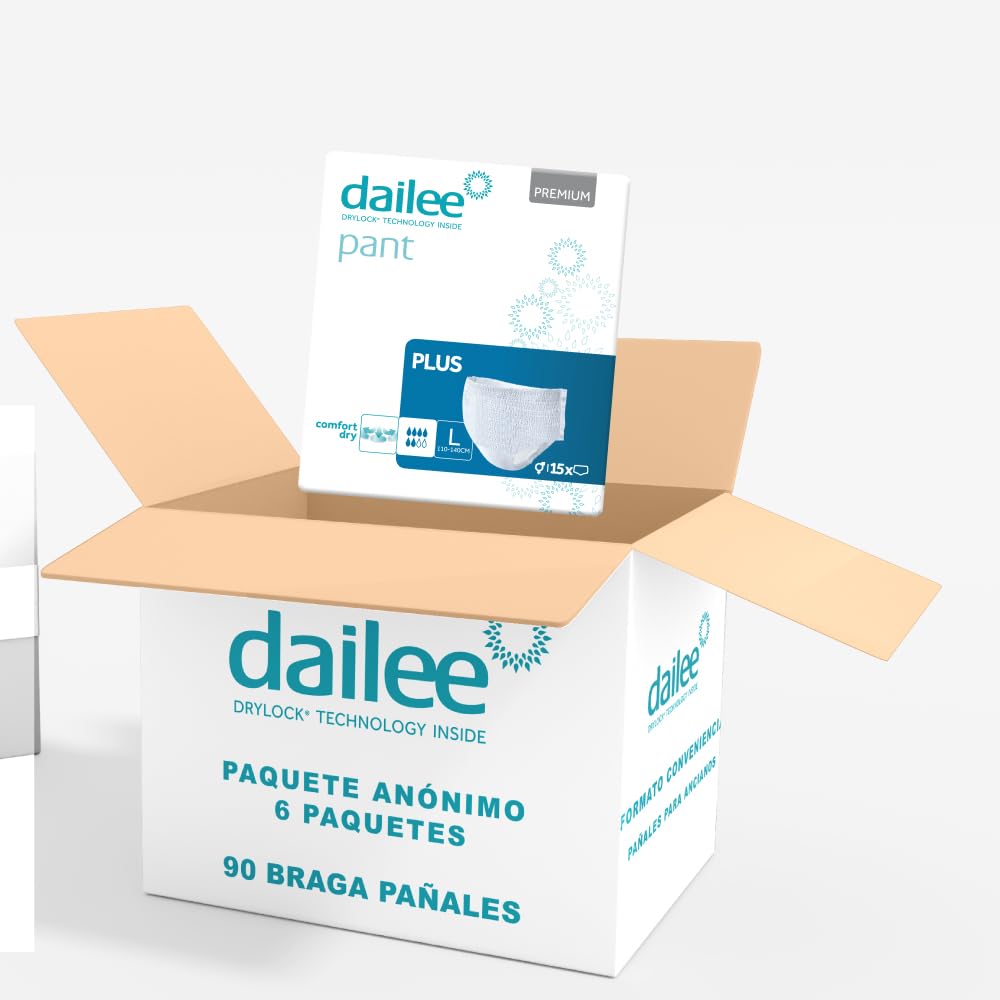 Dailee Pants Plus L - 90 Pañales Adultos Maxima Absorcion Braga Pañal Adulto Incontinencia