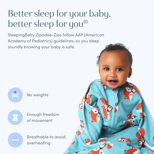 Image of SleepingBaby Zipadee-Zip Transition Swaddle - Cozy Baby Swaddle Blanket with Zipper Convenience - Roomy Wearable Blanket for Easy Diaper Changes - Friendly Fox, X-Small (3-6 Month)
