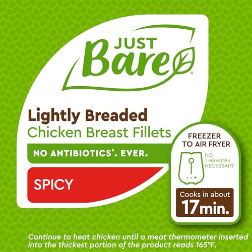 Image of Just Bare Chicken Lightly Breaded Spicy Breast Fillets | Fully Cooked |22 G Protein | Frozen |1.50 LB