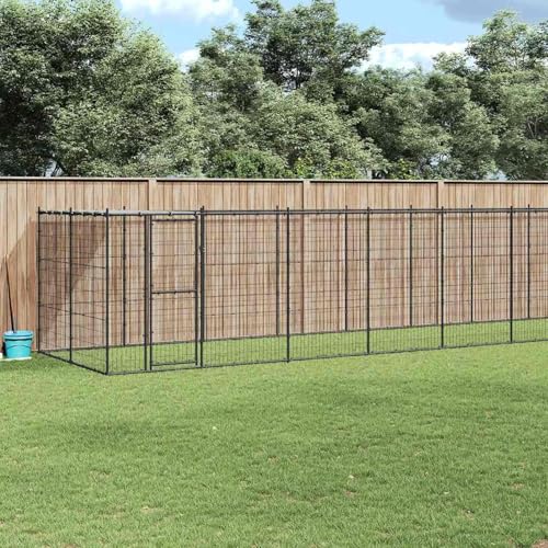Vopese Hundehütte Spiel Paradies Pulverbeschichteter Stahl PE Schwarz Silber 1210x220x180cm Hundezuhause Model3082297
