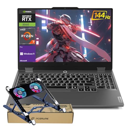 Image of Lenovo LOQ Gaming Laptop, 15.6 inch FHD (1920 x 1080), AMD Ryzen 7 250, NVIDIA GeForce RTX 5060, 64GB DDR5 RAM, 2TB PCIe M.2 SSD, Bundle with Laptop Cooler BDL, Wi-Fi 6, Windows 11 Pro, Grey