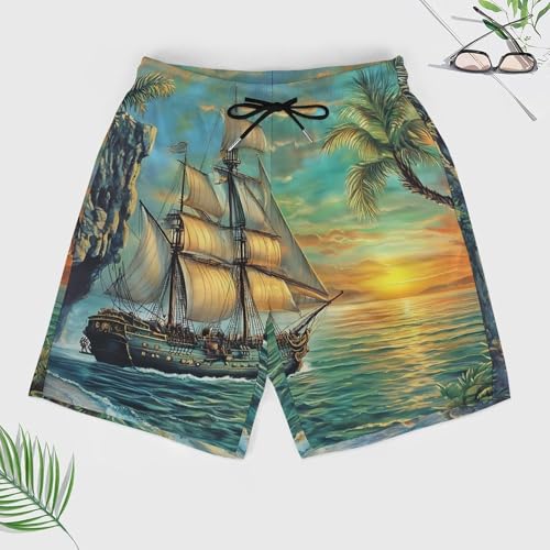 Boat Mens Swim Trunks Quick Dry Beach Board Shorts with Pockets4
