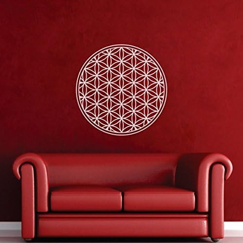 WallsUp Spiritual Decal Flower of Life Vinyl Sacred Geometry Decor Bedroom Headboard Decoration (Large,White)