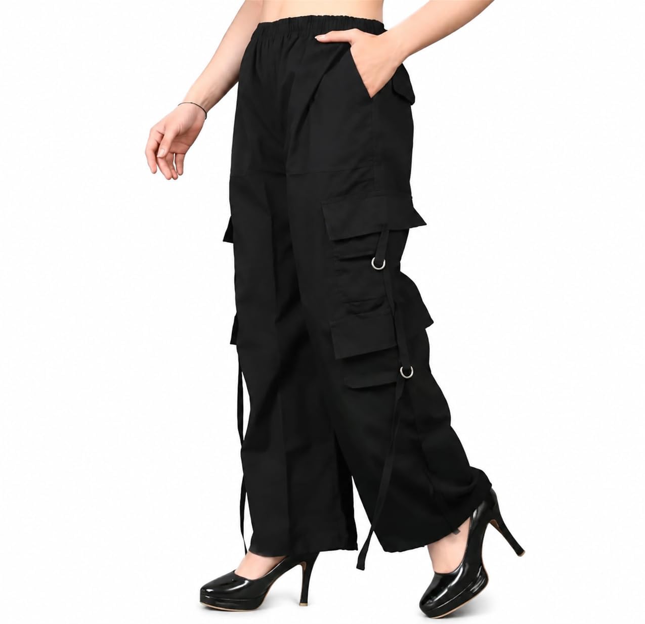Women's High Waisted Baggy Cargo Pants Multi Pocket(Six) Streetwear-image-39