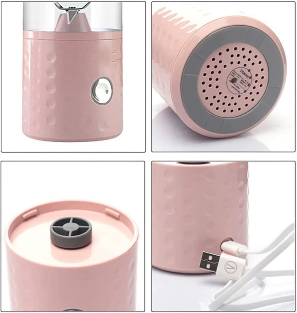 Przenośny blender do koktajli i smoothie, ładowany przez USB blender osobisty, miniaturowy ręczny blender do soków w podróży, do sportu, do kuchni (kolor: różowy) (niebieski)