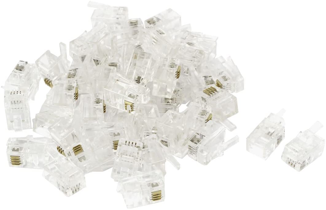 XYWHPGV 40pcs RJ9 4P4C Modular Telephone Cable End Phone Adapter Connector (94c8d 40411 29822 11067 a4c8c a8556