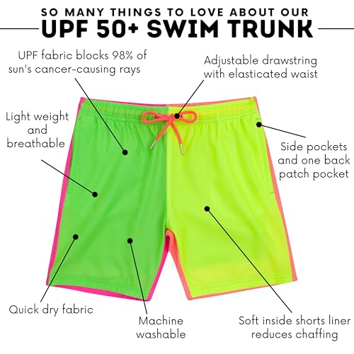 SwimZip Boys' Swim Trunks with Boxer Brief Liner and UPF 50+ Sun Protection3