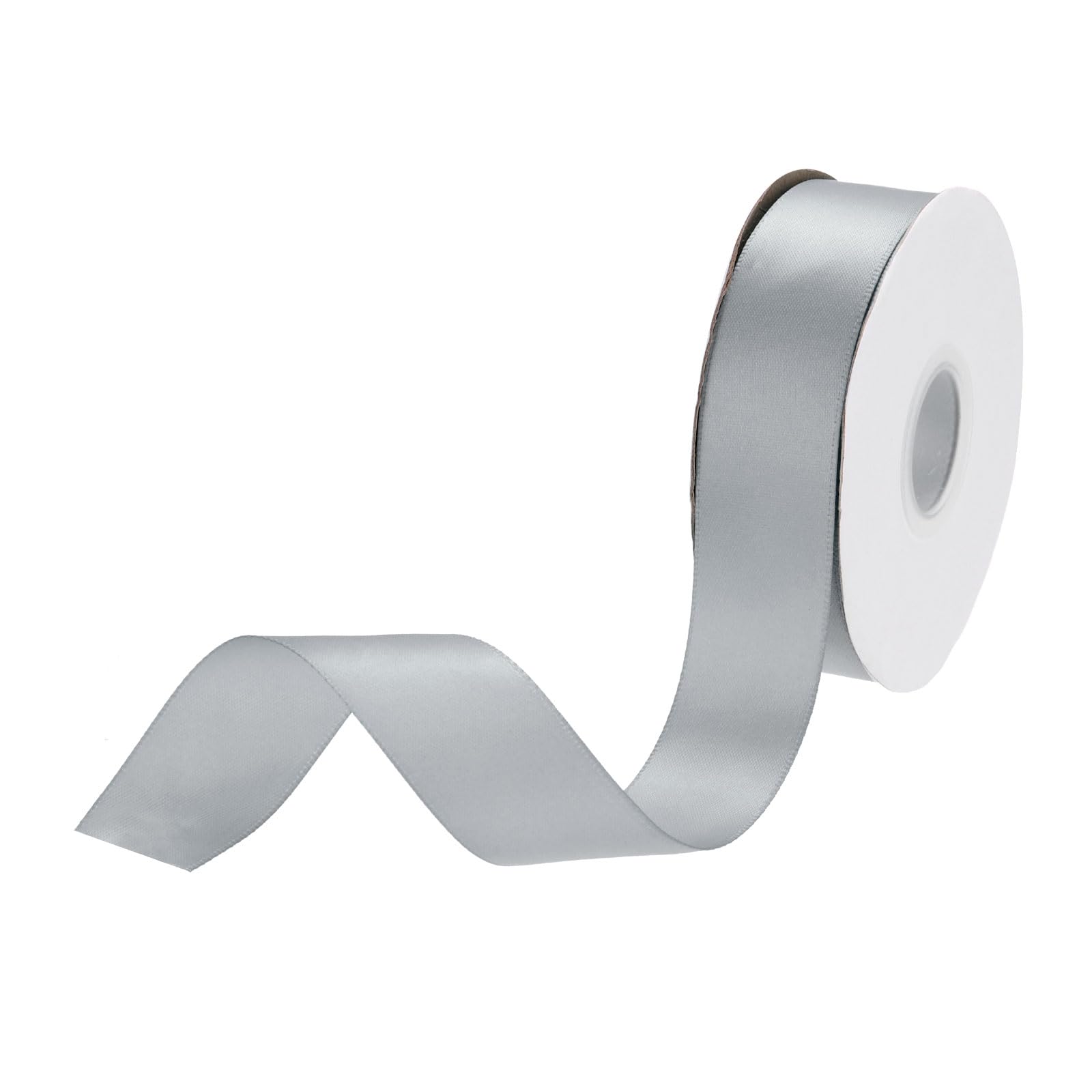DMiotech 25mm Satin Ribbon 23m/75ft Thin Double Face Fabric Grosgrain Ribbon for Gift Wrapping Floral Hair Flower Bouquet Steel Grey