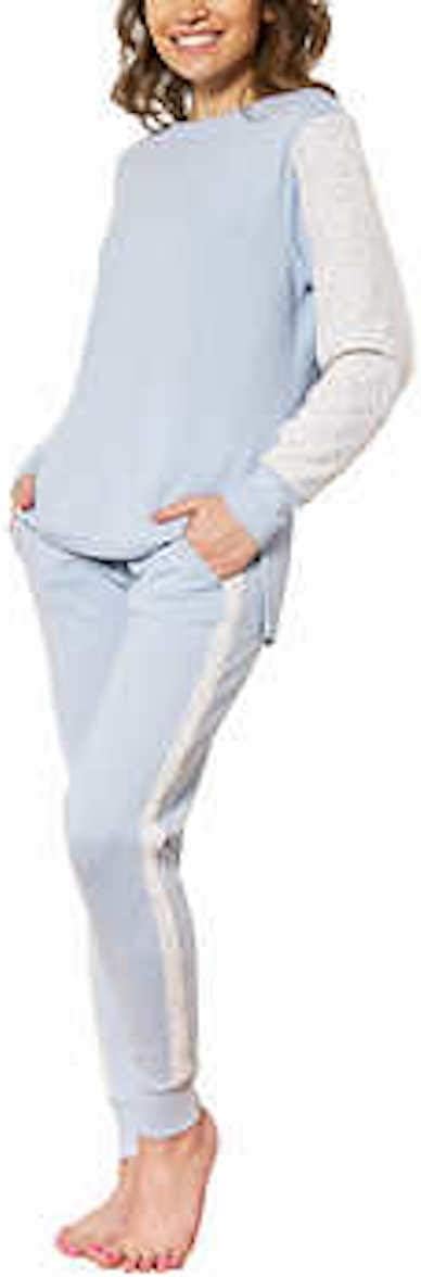 Flora Nikrooz Women's 2 Piece Long Sleeve Lounge Set with Lace, Long Sleeve Top & Jogger Pant (Blue, Small) - Image 5