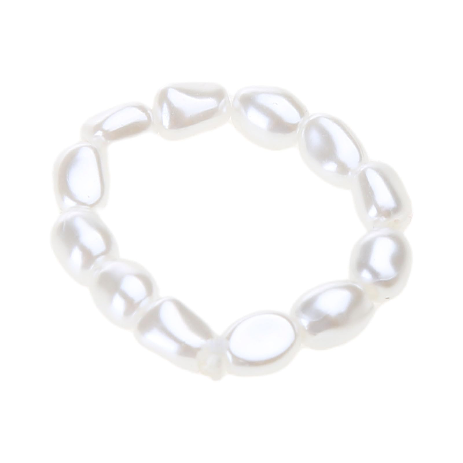 Nihenhao Women's As Pic Shows Elastic Pearl Beaded Rings For Girls Adjustable Stretch Stacking Rings Valentine's Day Gift For
