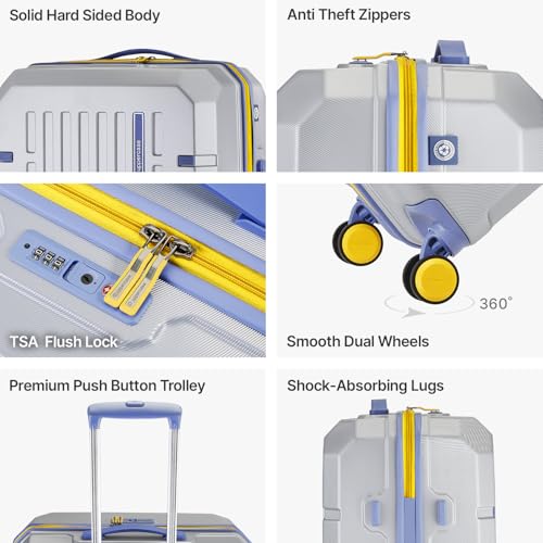 Image of uppercase Hexa Medium Solid Trolley Bag with TSA Lock, Durable for Travel, RCS Certified for Sustainability, Anti-Theft Zippers and Double Wheels, Suitcase for Men & Women