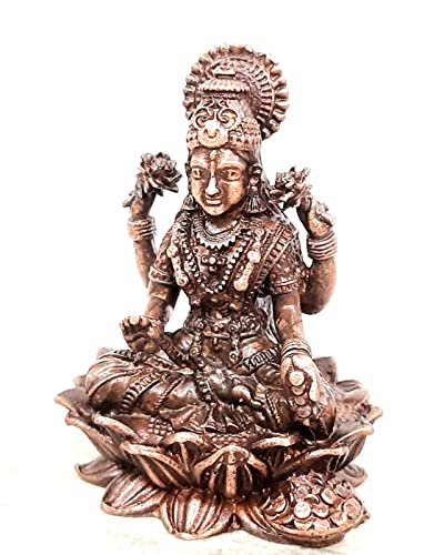 Image of Copper Idols India, 2 inches, Handmade Mahalakshmi Idol with, 145 Grams, Patina Antique Finish, Pack of 1 Piece