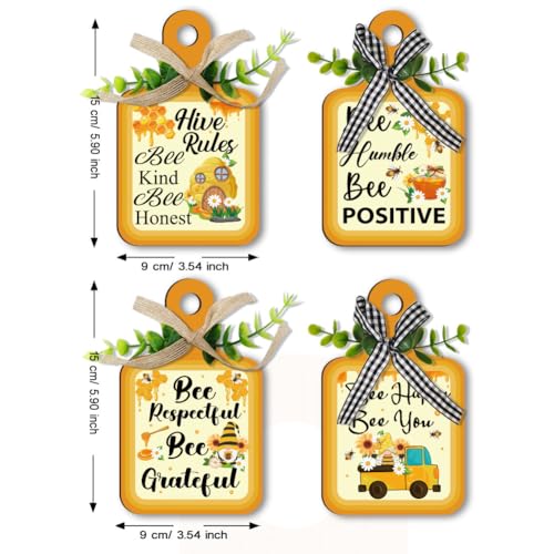 Letrero de madera de abeja PandaHall con cuerda para decorar pared 2