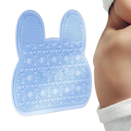Limpiador de pies de ducha – Limpiador antideslizante de silicona de conejito | Limpiador de pies para ducha – para limpieza de masajes para adultos, ancianos, niños, familia, hogar, bañera, piso