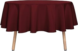 sancua Round Tablecloth - 60 Inch - Water Resistant Spill Proof Washable Polyester Table Cloth Decorative Fabric Table Cover for Dining Tables, Buffet Parties and Camping, Burgundy