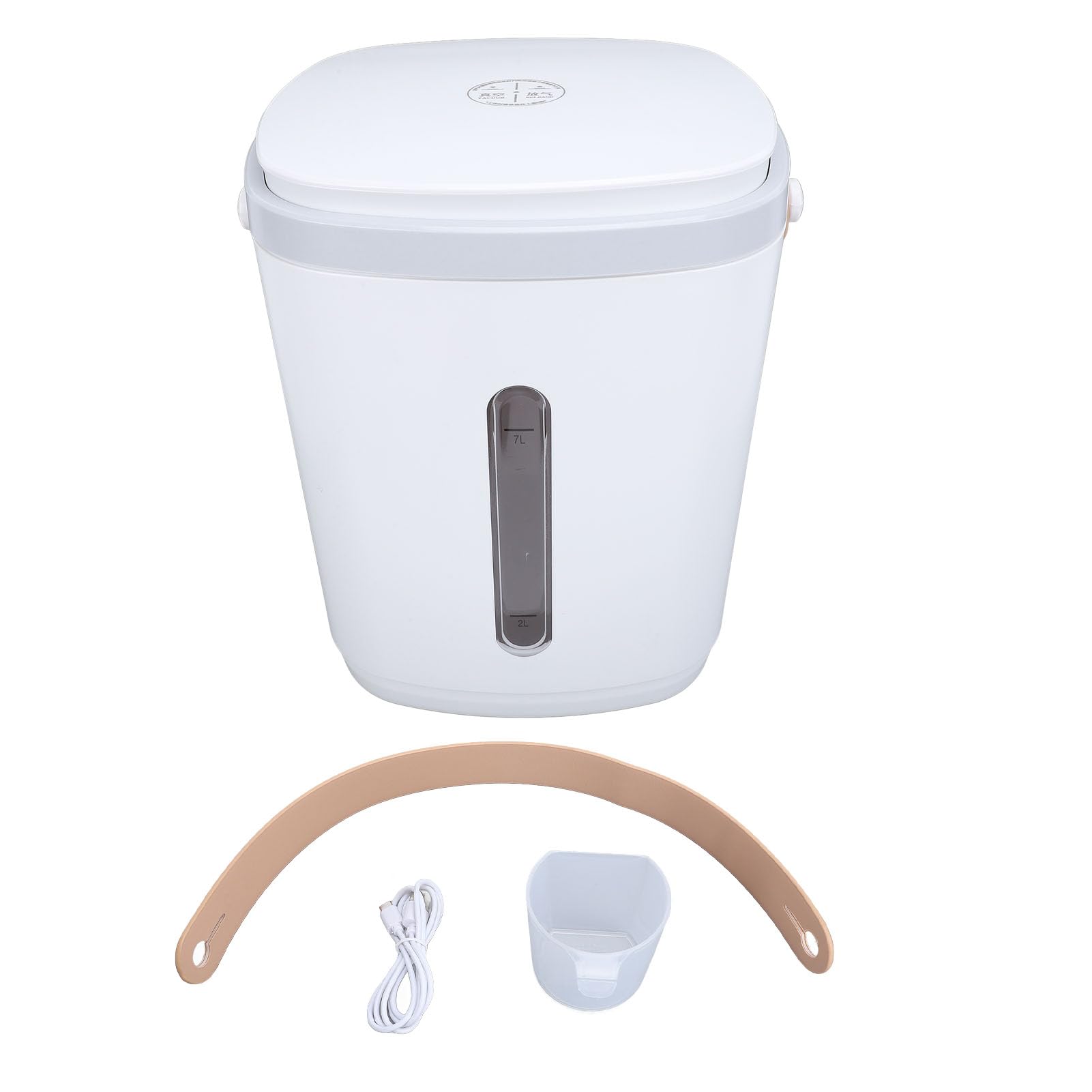 Contenitore per la Conservazione del Riso Sottovuoto, Grande, Portatile, da 8 Litri, per la Domestica, con Design Sigillato e Misurino (Grigio)