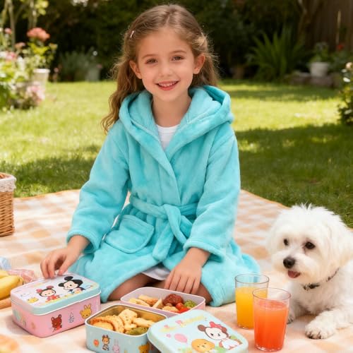 Image of Kids Bathrobe Hooded Plush Fleece Robe for Girls Boys