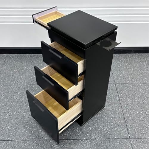 Stazione per parrucchiere con 4 cassetti, mobiletto per salone con porta asciugacapelli, stazione per strumenti da parrucchiere, custodia per trucco per parrucchiere, barbiere (nero)