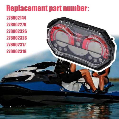 Image of 278002270 278002144 LCD Digital Jet Ski Speedometer Red Fit for 2006-2011 Sea Doo GTX RXP RXT Wake Digital Gauge Cluster Kit with Chrome Bezel