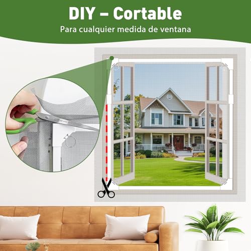 Miniatura 5 de Mleju Mosquitera Ventana Magnética, 120x130 Cm Fibra De Vidrio Premium, Protección Antimosquitos, Diy Ajustable Fácil Instalación Sin Taladrar, Mosquitera Magnetica Para Ventana Correderas