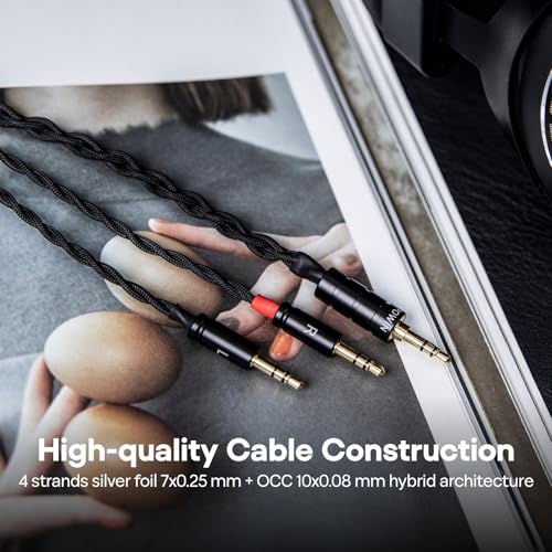 Linsoul Tripowin Nova Kabel do słuchawek do monitora, przewód do słuchawek nausznych, 4-żyłowy, srebrna folia/hybrydowy kabel OCC, 2 m, podwójny kabel 3,5 mm do 4,4 mm/3,5/XLR, dla audiofilów (3,5 mm