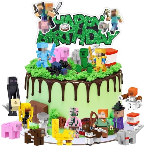 18 Stück Pixe Figuren Tortendeko,Mini Tortenfiguren,Kuchen Dekoration Geburtstag,Party Kuchen Deko,Geburtstag Deko,Cake Topper Party Dekoration Lieferungen