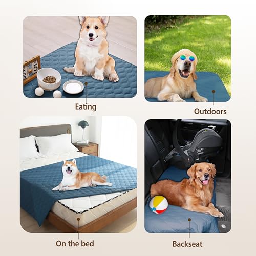 Image of gogobunny 3X Stronger Waterproof Pet Blanket, Scratch Proof Furniture Protector for Dogs Cats, Reversible Cover 30x70 Inch, Dark Blue