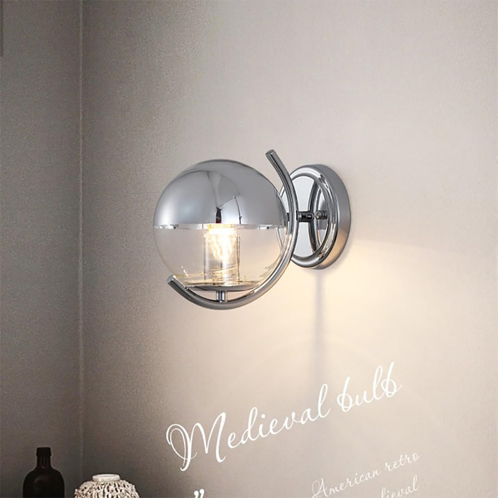 Kinkiet do wnętrz Styl Vintage Nowoczesna oprawa oświetleniowa ze szkła chromowanego Idealna dekoracja do sypialni stolik nocny salon lustro przedpokój lub ganek