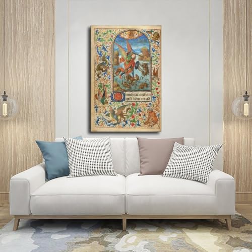 Impression sur toile manuscrits illuminés Saint Michel grand format - 5