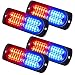 ASPL 4pcs 24-LED Surface Mount Grille Flashing Strobe Lights, Super Bright Mini LED Light-Head Emergency Hazard Warning lights for Construction Vehicle, SUV, Tow Truck Van (Red/Blue)