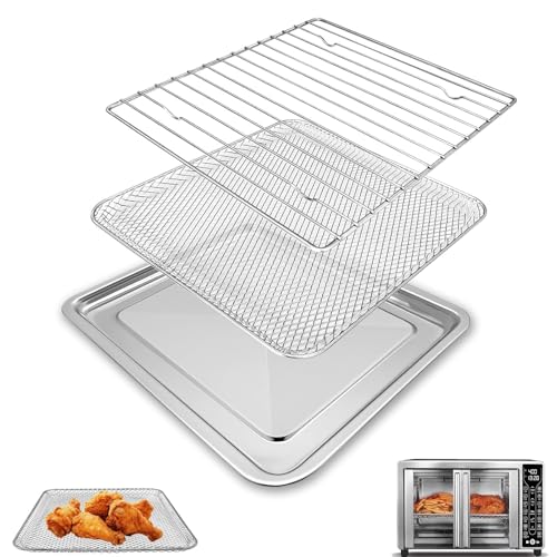 GWYSY Toaster Oven Replacement Parts for Gourmia GTF7655 GTF7460 GTF7465 GTF7520, 3 IN 1 Basket Tray Rack Kit for Gourmia Digital Toaster Oven Air Fryer French Door17 Cooking Presets 1700W 24L