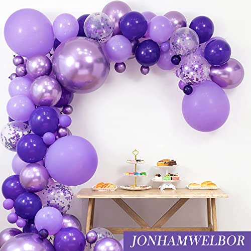 Image of Jonhamwelbor Dark Purple Balloons 12 inch 100 Pack Deep Royal Purple Latex Balloons for Women Birthday Baby Shower Wedding Bachelorette Party Decorations