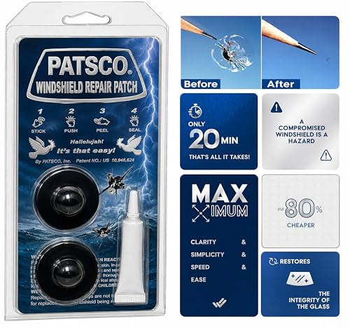 Patsco Windshield Repair Kit Resin Patch System (2 Pack), No Tools or Injector...