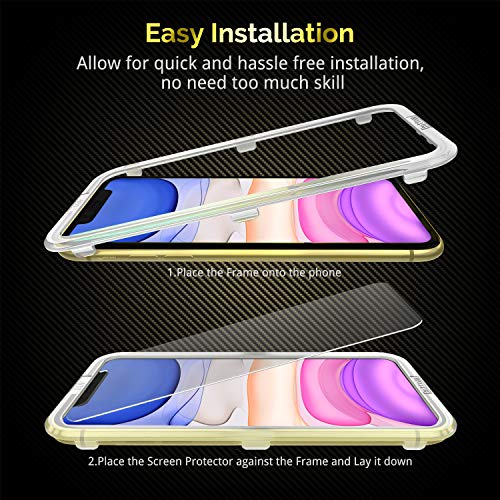 Image of UNBREAKcable Screen Protector for Compatible With iPhone 11 / Compatible With iPhone XR [2 Pack][Easy Installation Frame]Tempered Glass 2.5D Double Defense Premium Tempered Glass for Compatible With iPhone 11 / XR 6.1 inch [Anti-Scratch, Anti-Fingerprint, Bubble Free and Case-Friendly]