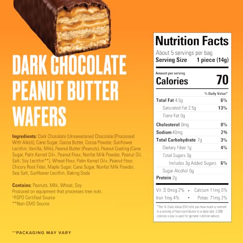 Image of SkinnyDipped Dark Chocolate Peanut Butter Wafer, 3.17oz | 4 Pack