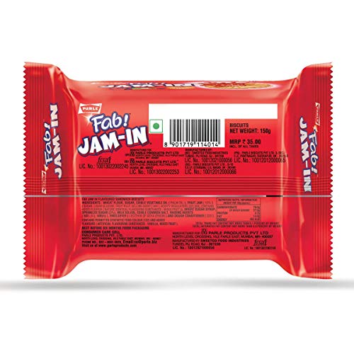 Image of Parle Fab! Jam-in Mixed Fruit Flavoured Jam Biscuits, 150g /140g( Weight May Varies).