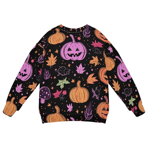 JUNZAN Halloween Pumpkins Stars Witch Mushrooms Big Boys Pullover Hoodie Fleece Boys Sweat Shirt Camping 4T2