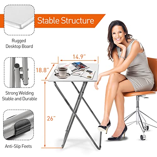 Image of Garden 4 you Portable Folding TV Tray Table TV Dinner Tray with Sturdy MDF,No Assembly Required, 25In(White,1PC)