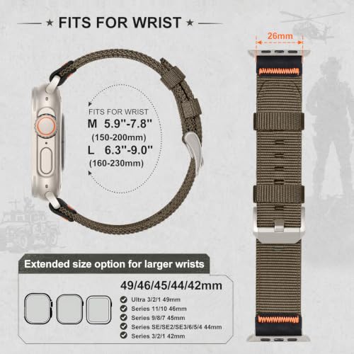 Image of Tactical Nylon Bands for Apple Watch Ultra 3 2 Band Series 11-1 /SE Men