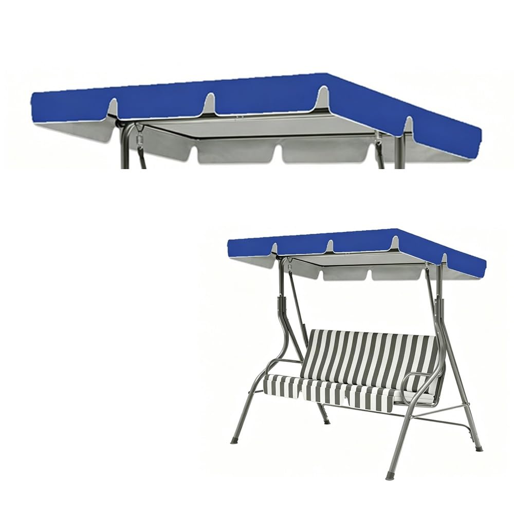 BEWEGNLNHK ﻿56x47/75x52/98x73in Patio Swing Canopy Replacement Cover, 2/3 Seater Waterproof Swing Chair Canopy Replacement For Porch Yard Garden(Blue,249x185cm/98x73in)