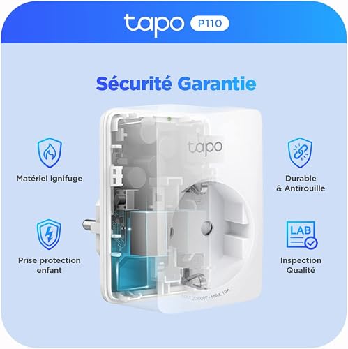 Tapo Prise Connectée WiFi, Suivi de consommation, 16A Type E, compatible avec Alexa et Google Home, Contrôler le radiateur, le chauffage, Économie d'énergie, Commande vocale, Tapo P110(4-pack)(FR) - 8
