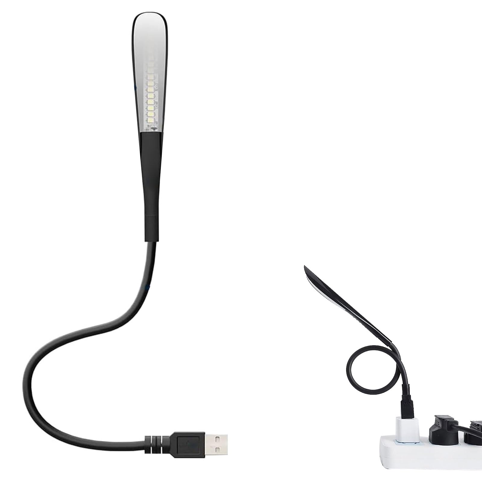 Lampa USB, możliwość ściemniania, lampa USB, lampka do czytania USB, 3-stopniowa regulacja jasności, lampka nocna LED, mini USB do laptopa, 14 diod LED, lampa typu łabędzia szyja, przełącznik