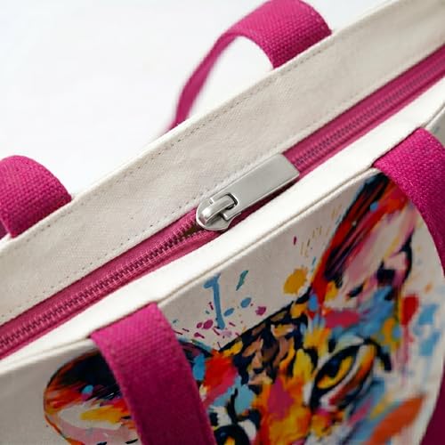 Image of Cotton Tote Bag for Women | Tote Bag with Zipper | Canvas College bag for Girls | Korean Sling Bag | Stylish Travel Sling & Handbag for Daily Use
