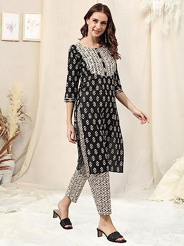 Image of MIRCHI FASHION Pure Cotton Straight Kurta Set for Women with Pant | Printed Kurta Pant Set | Ethnic Office Wear Kurta Set with Trouser