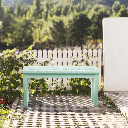 Image of VINGLI Outdoor Wooden Bench, 40 inch Porch Bench Outdoor Backless Garden Bench, Small Outdoor Bench for Deck Patio Entryway (Mint Green, 40in)