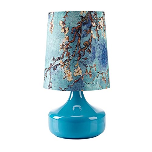 LIN XIAO HAO mayu Table Lamps with Plug in Button Switch Retro Glass Lamp Body Cloth Lamp Cover Bedroom Bedside Lamp Rural Living Room Study Desk Lamp