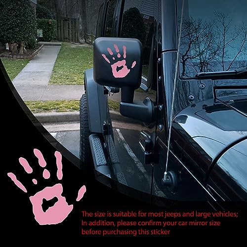 Image of gunhunt 2 PCS Personalized Car Mirror Decorative Sticker, 4.13 inch x 3.93 inch Personalized Hand Print Car Rearview Mirror Decal, Product Compatible with Most Car Models (Pink)