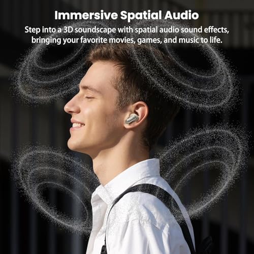 Image of TOZO NC20 Active Noise Cancelling Wireless Earbuds LDAC Hi-Res Bluetooth | 6 Mics AI Call Ear Buds 80H Playtime, Dual Pairing, 32 EQ via App, IPX8 Waterproof, Wireless Charging Case Titanium Gold