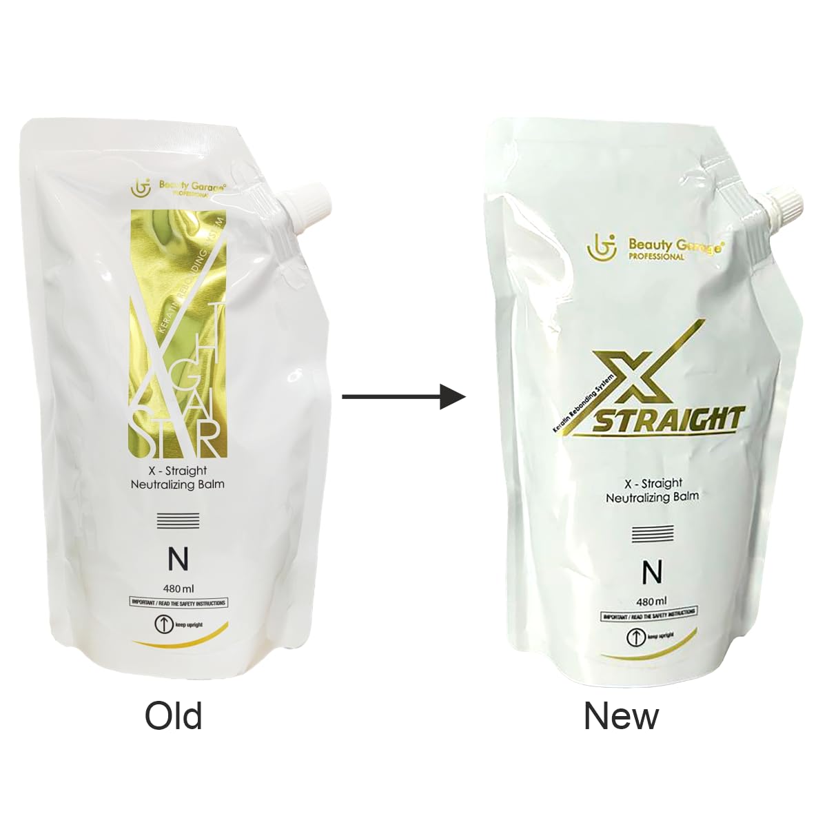 Beauty Garage X-Straight Hair Straightening Cream (480ml) + Neutralizer for Keratin Rebonding System (480ml)